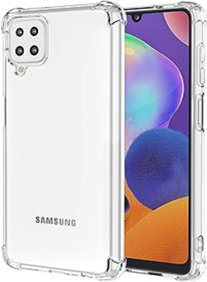 (Samsung Galaxy A12 & M12) Clear Case Soft TPU Silicone Bumper Reinforced Corner Full Camera Protection Transparent Cover