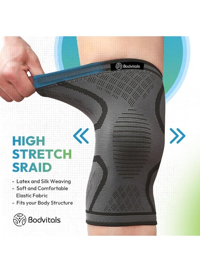 BODVITALS BODVITALS Knee Brace Compression Sleeve | Sports Knee Sleeve for Men and Women | Knee Brace for Running, Indoor & Outdoor Sports, Gym, Cycling, Football, Basketball and Weightlifting (Black, M)  - Image 3