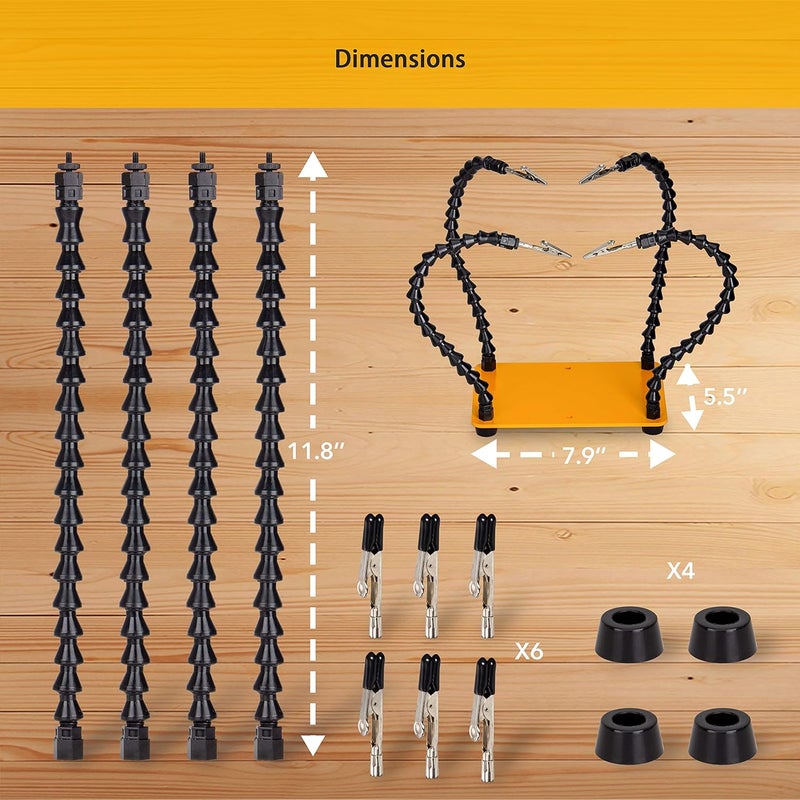 KOTTO Helping Hands Soldering Tool - 4 Arm Non-Slip - Steel Weighted Base with Heavy Duty Clips - Circuit Boards Holder - Crafts Jewelry Hobby Electronic - Image 3