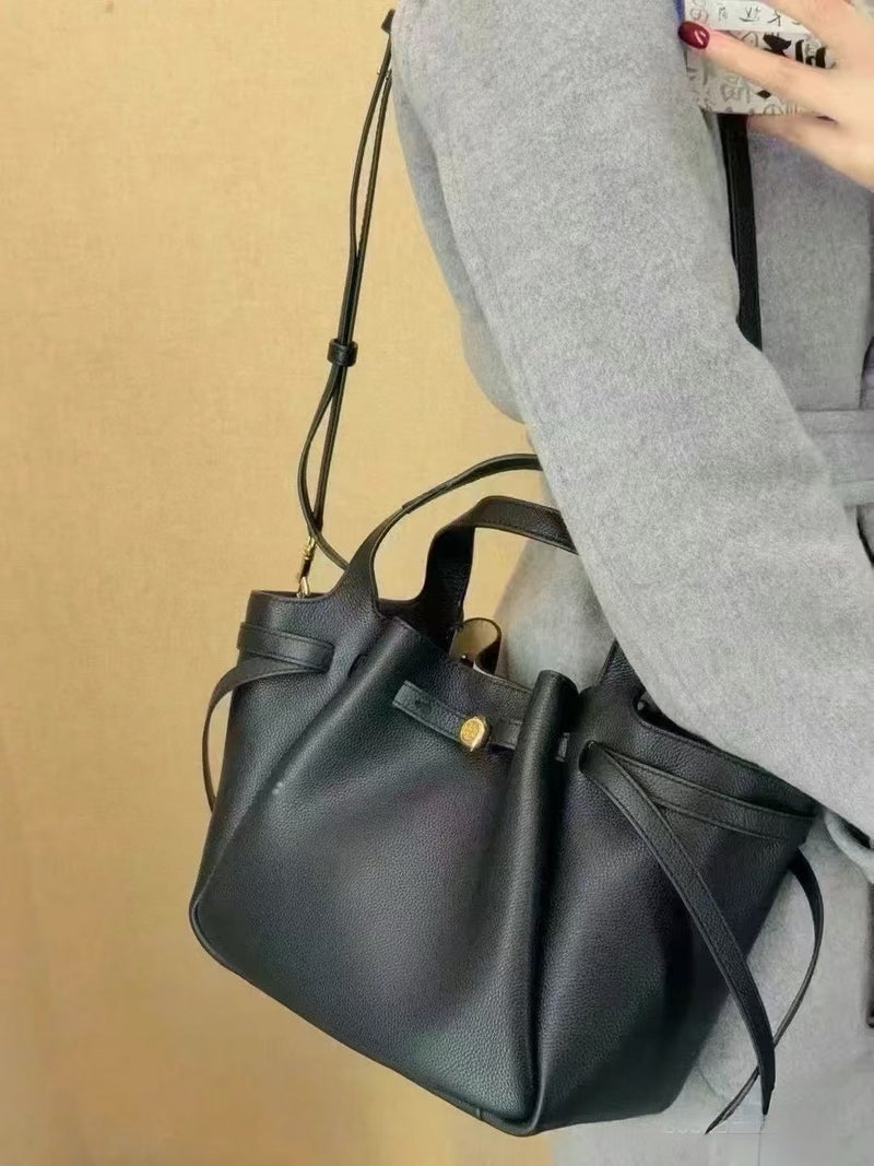 حقيبة نسائية من جلد البقر، حقيبة توت، حقيبة كتف، حقيبة عبر الجسم، سعة كبيرة، جلد طبيعي، حقيبة سلة نباتية، حقيبة رومى دلو - Image 3