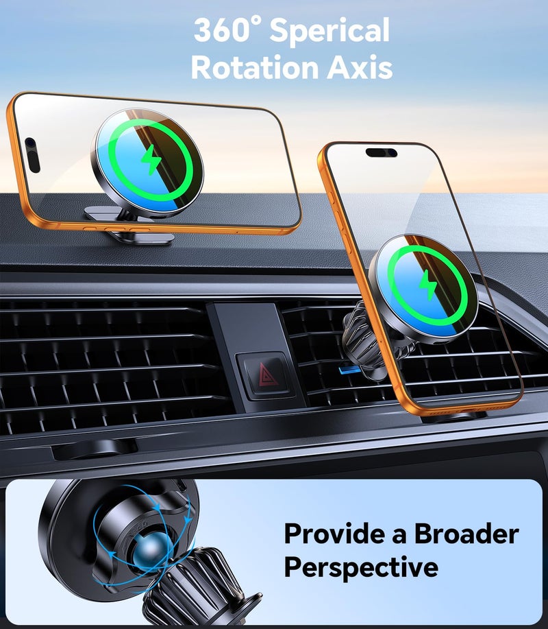 Kaistyle for MagSafe Car Mount Chargerã€Stronger Magnetsã€‘iPhone Magnetic Wireless Car Chargerã€Dashboard+Ventã€‘ for Magsafe Charger Cell Phone Car Mount for iPhone 17 Pro Max 16 15 14 13 12 Magsafe case - Image 5