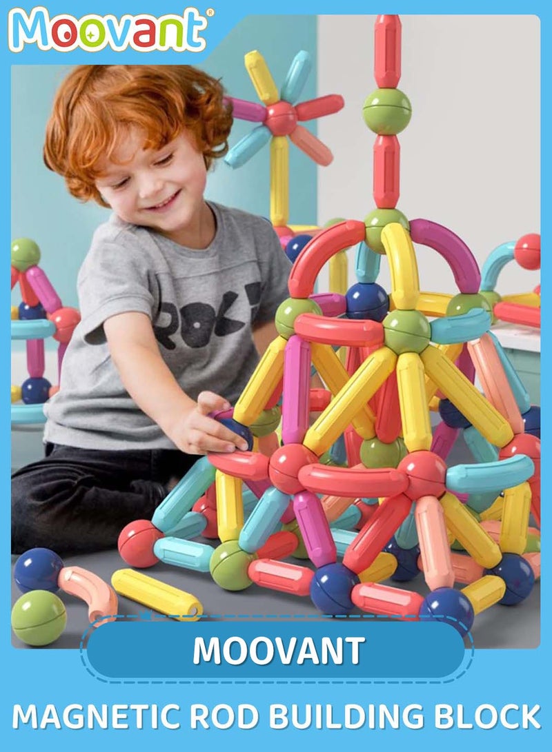 موفانت 130 قطعة من ألعاب مكعبات البناء، ألعاب أعواد بناء مغناطيسية مع صندوق تخزين، لعبة أقراص بناء متشابكة، ألعاب بناء أنشطة مونتيسوري STEM - Image 1