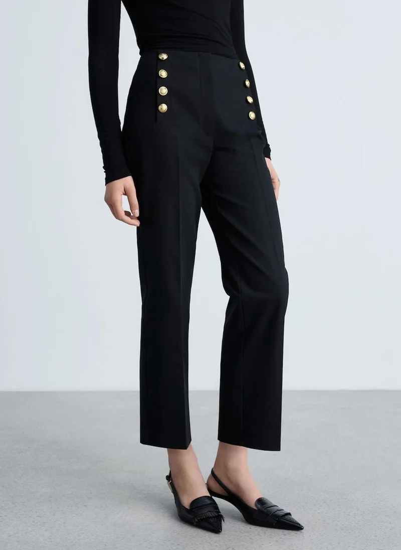 MANGO Jewel Buttons Straight Fit Pants