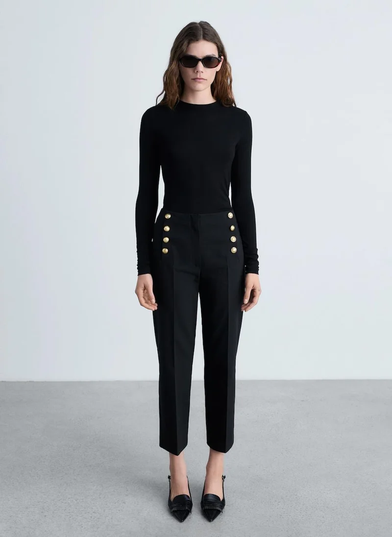 MANGO Jewel Buttons Straight Fit Pants