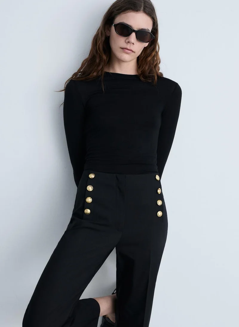 MANGO Jewel Buttons Straight Fit Pants