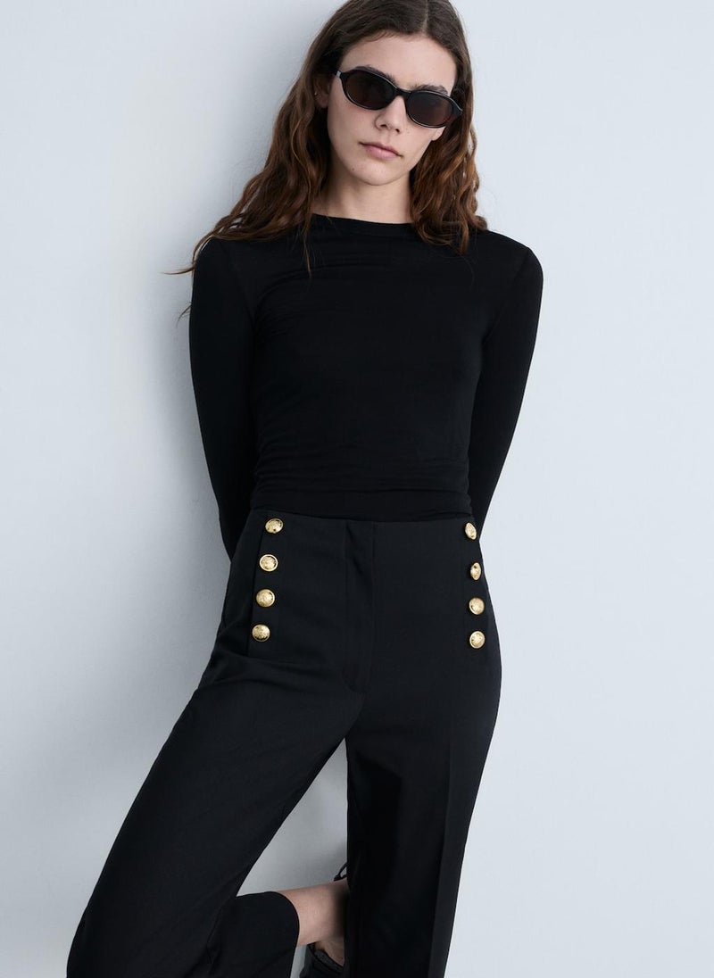 MANGO - Jewel Buttons Straight Fit Pants - Image 1