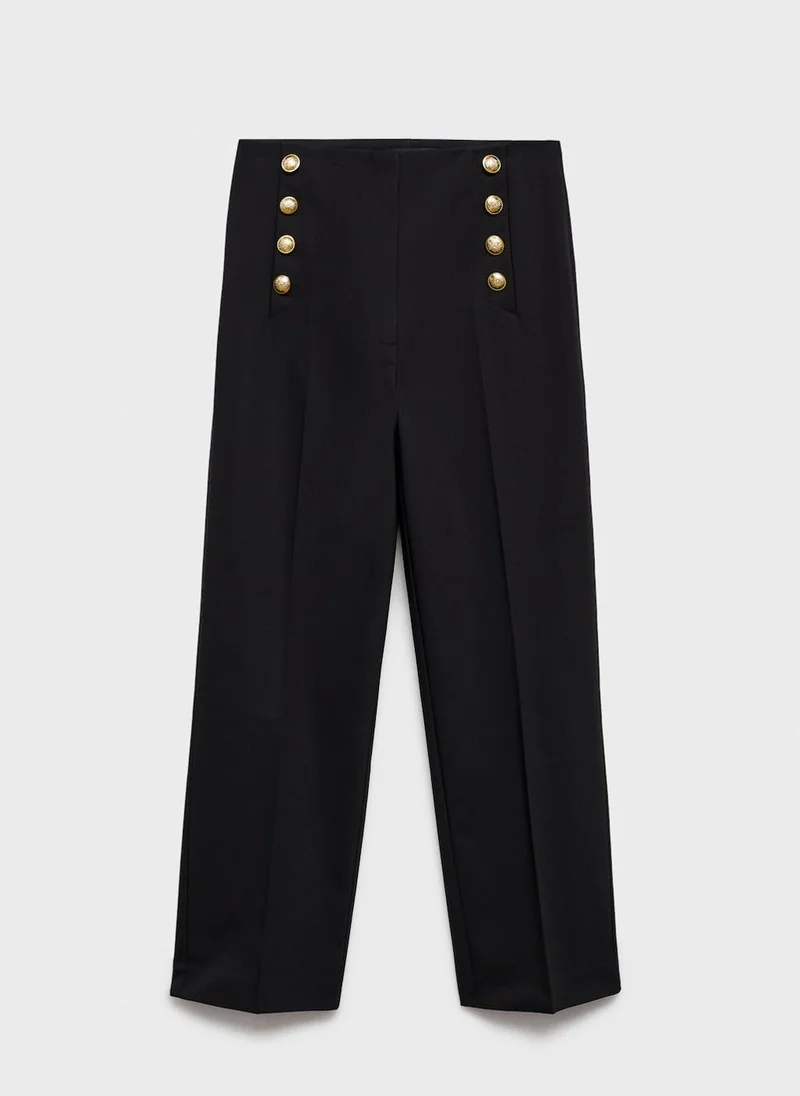 MANGO Jewel Buttons Straight Fit Pants