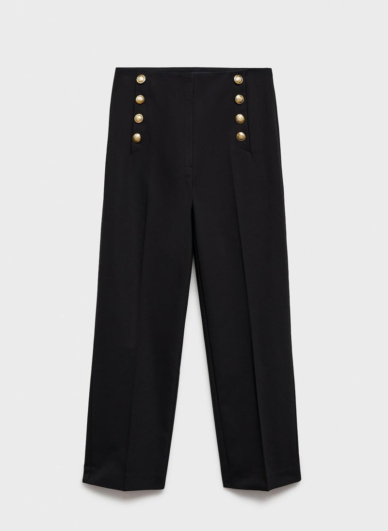 MANGO - Jewel Buttons Straight Fit Pants - Image 1