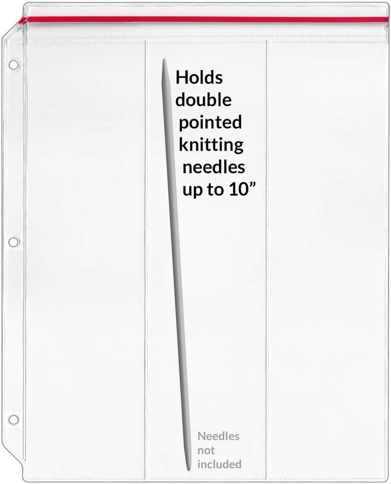 SMART+ StoreSMART Zipper Binder Page for 10" Double Pointed Knitting Needles, Holds 3 Sets - 25-Pack - DP600-3-25pack - Image 3
