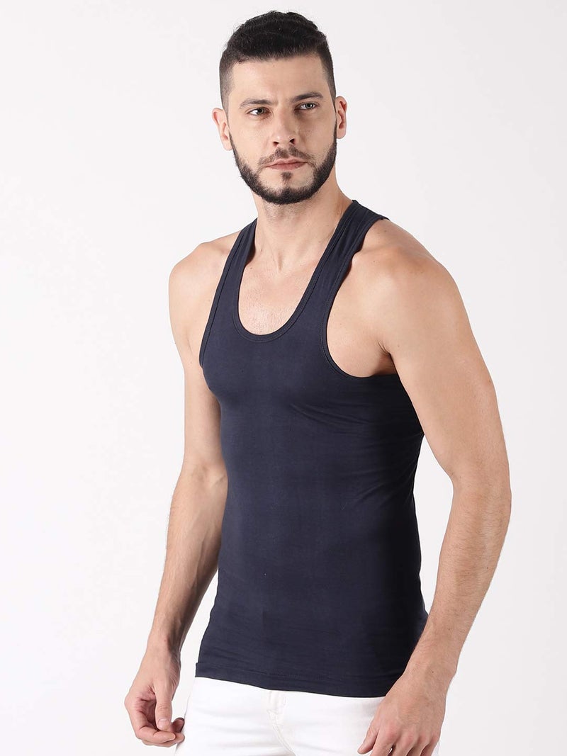 Dollar Lehar Combed Cotton Men's Multicolour Vest - Pack of 4 - Actual Colour May Vary - Image 2