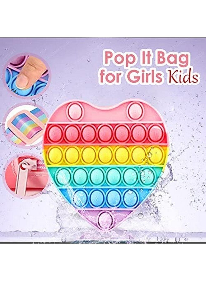 FunBlast Heart Shaped Sling Bag - Crossbody Bag for Kids, Kawaii Purse, Pop it Purse for Girls, Pop It Bag for Girls, Sling Bag with Doll Key Ring/Key Chain (Multicolor) - Image 4