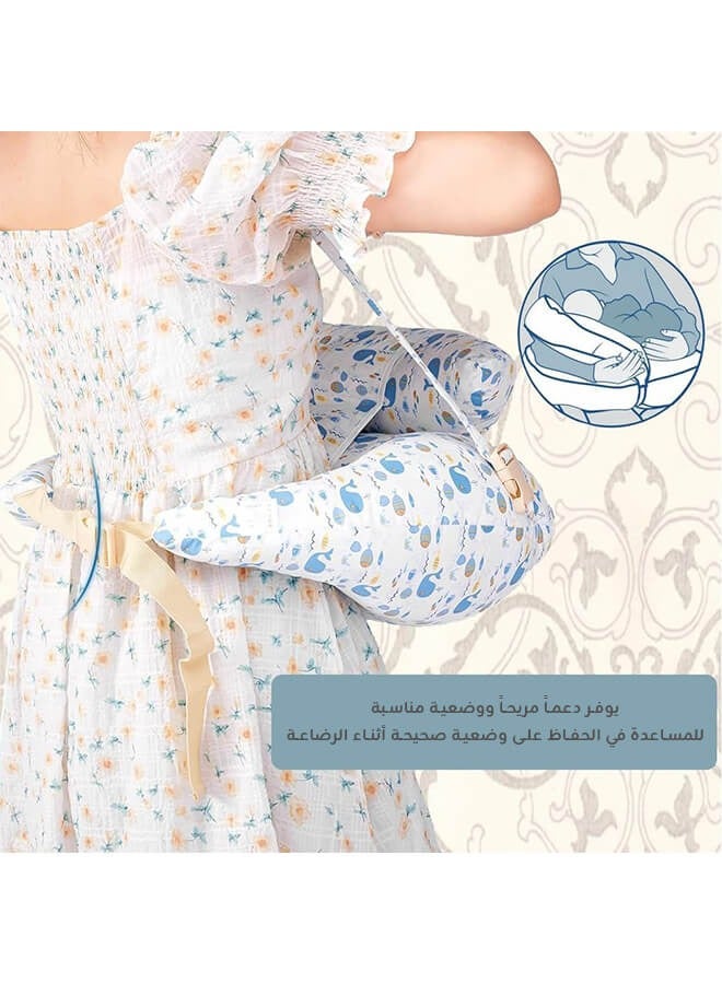 Aurlar Multi-Functional Nursing Pillow for Breastfeeding, Adjustable Waist Strap, Soft Cotton Cover, Arm & Shoulder Support, Secure Fence for Baby Comfort, Portable & Washable Nursing Cushion - Image 4