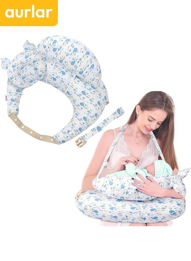 Aurlar Multi-Functional Nursing Pillow for Breastfeeding, Adjustable Waist Strap, Soft Cotton Cover, Arm & Shoulder Support, Secure Fence for Baby Comfort, Portable & Washable Nursing Cushion - Image 2