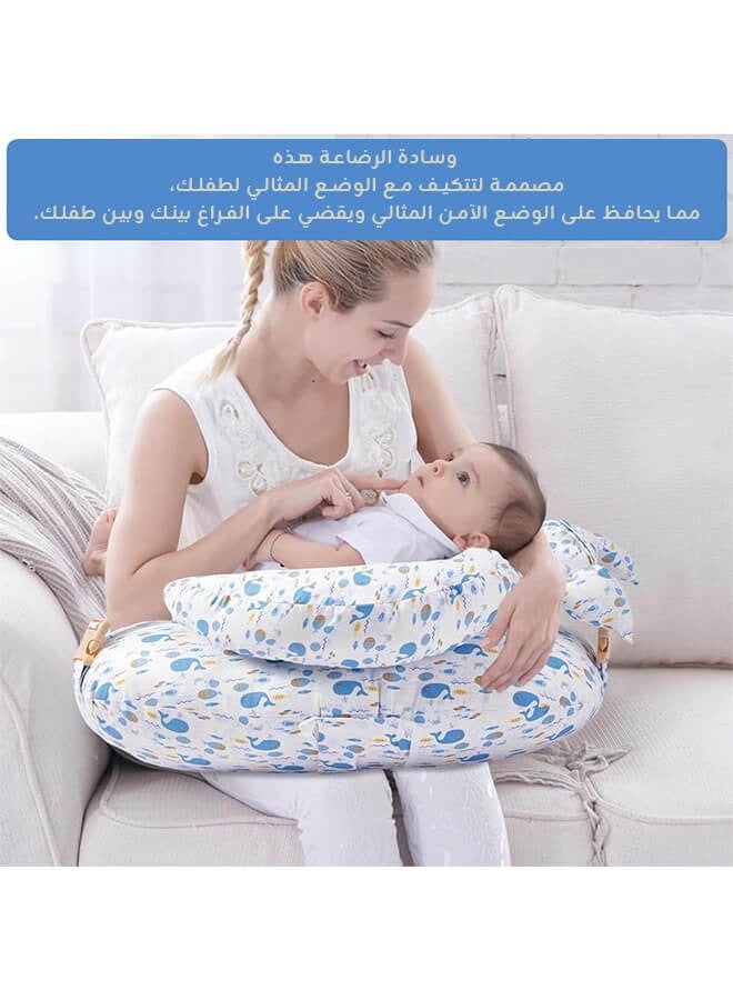 Aurlar Multi-Functional Nursing Pillow for Breastfeeding, Adjustable Waist Strap, Soft Cotton Cover, Arm & Shoulder Support, Secure Fence for Baby Comfort, Portable & Washable Nursing Cushion - Image 1