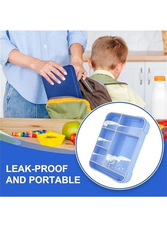 بيوينتي صندوق غداء للاطفال في المدرسة مع مقصورات بينتو مانع للتسرب للبنات والاولاد وجبات خفيفة مثالي للمدرسة والحضانة والرحلات ازرق ملكي البولي بروبلين - Image 4