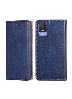 Case Cover For TCL 403 Gloss Oil Solid Color Magnetic Leather Phone Case Blue