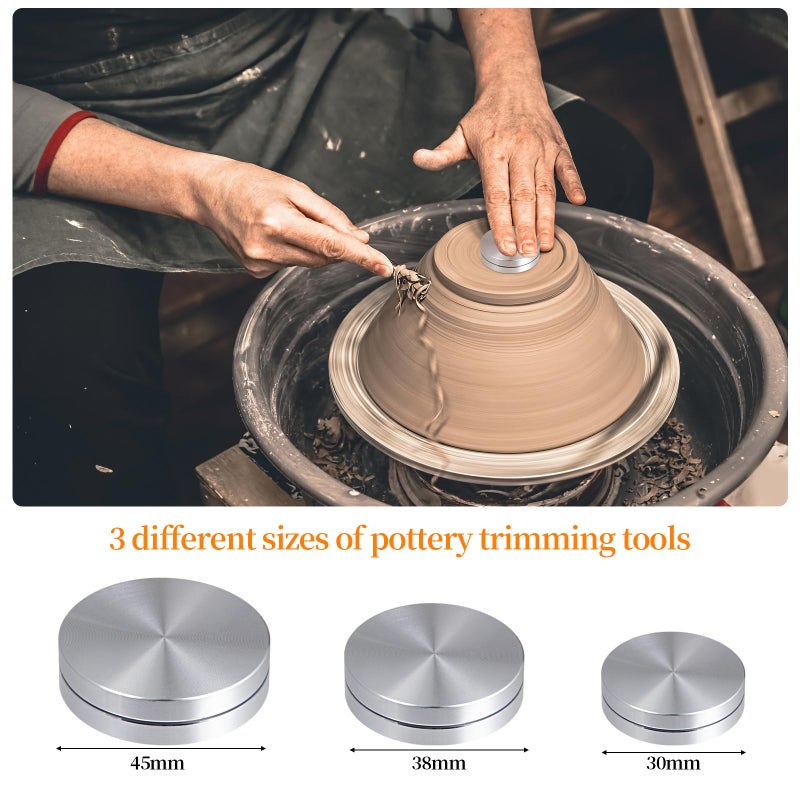 YRMJ 3 Pack Ceramic Clay Pottery Throwing Trimming Spinner Tool, Clay Ceramic Rotary Rotary Clay Small Tools Suitable for Potters and Clay Artists (30mm/38mm/45mm) - Image 2