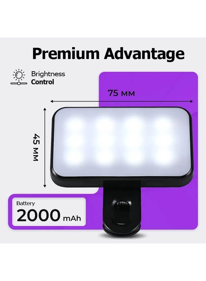Furtey Clip-On Photography Light for Phone and Laptop, Video Light, Portable LED Camera Fill Light Panel, Pocket LED Phone Light, Dimmable with Three Lighting Effects, Rechargeable LED Light - Image 2