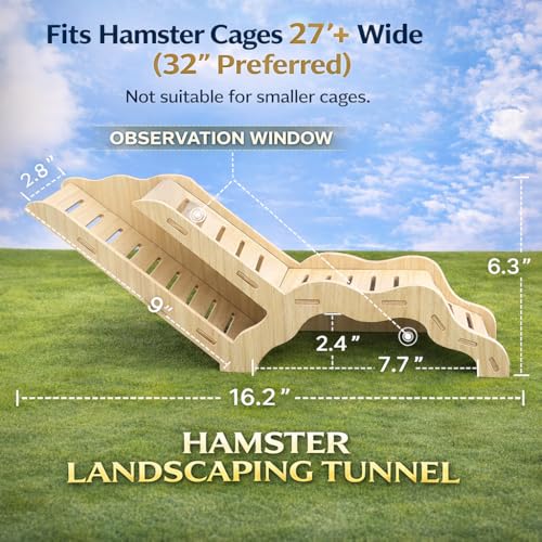 kcrygogo Large Size Syrian Hamster Explorer Set - Snap-Together Wooden Burrow with Panoramic Window,Natural Chew-Safe Design Decorative Landscaping Digging Peeping Hide Underground Fun for Cage Enrichment - Image 4