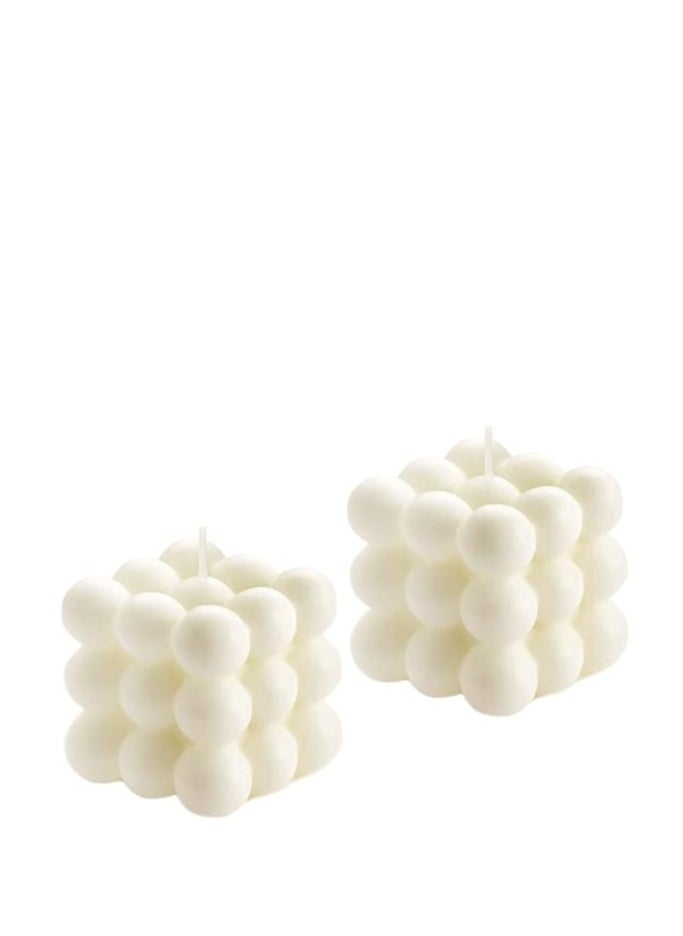 PCS 2PCS Bubble Candles Vanilla Scented Aesthetic Cube Candle, Soy Wax Cool Shaped Candles, Home Office Danish Pastel Trendy Room Floating Shelves Decor Small Decorative Candles  - Image 1