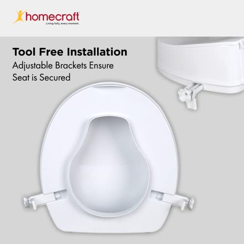Performance Health Homecraft Savanah Raised Toilet Seat with Lid, 4" High Elevated Toilet Seat Locks Onto Standard Toilets, Portable Assistance Seat with Sturdy Brackets, Medical Aid for Elderly, Disabled, Limited Mobility - Image 4