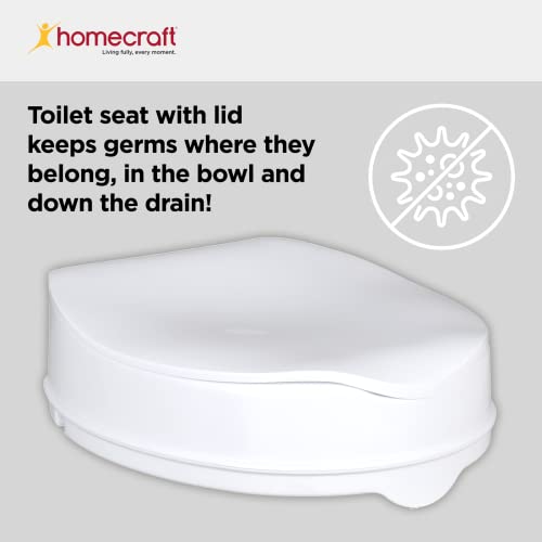 Performance Health Homecraft Savanah Raised Toilet Seat with Lid, 4" High Elevated Toilet Seat Locks Onto Standard Toilets, Portable Assistance Seat with Sturdy Brackets, Medical Aid for Elderly, Disabled, Limited Mobility - Image 5