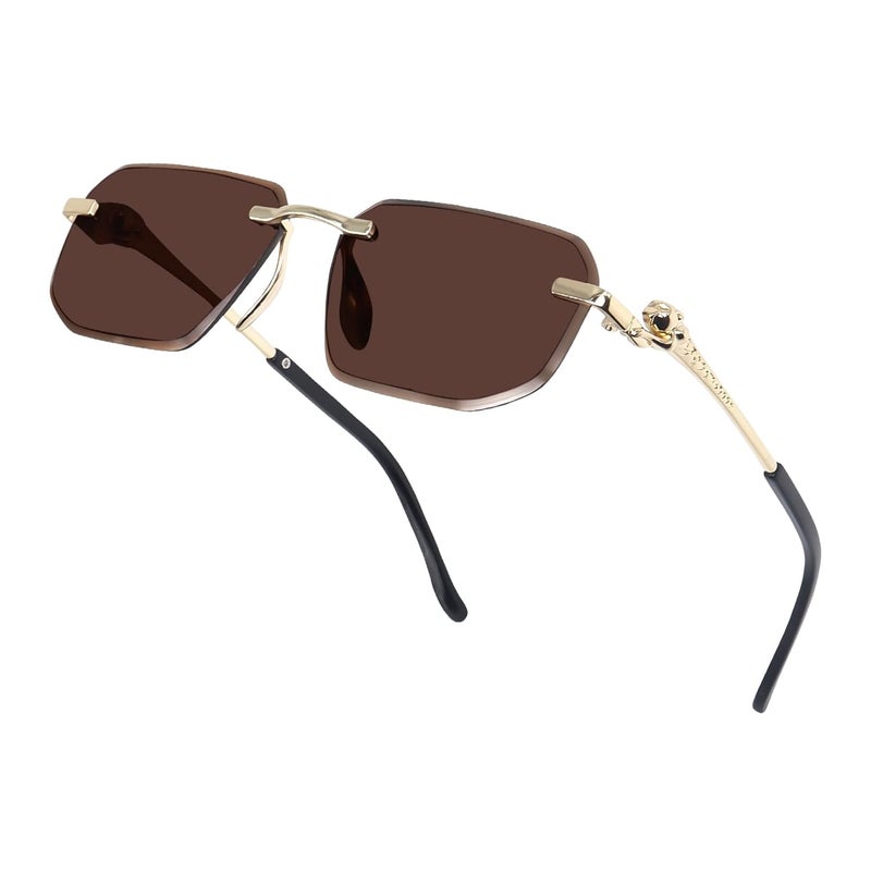 Dervin Rimless Rectanglular Sunglasses For Men and Women | Unisex Frameless Sun Glasses Shades - Image 4