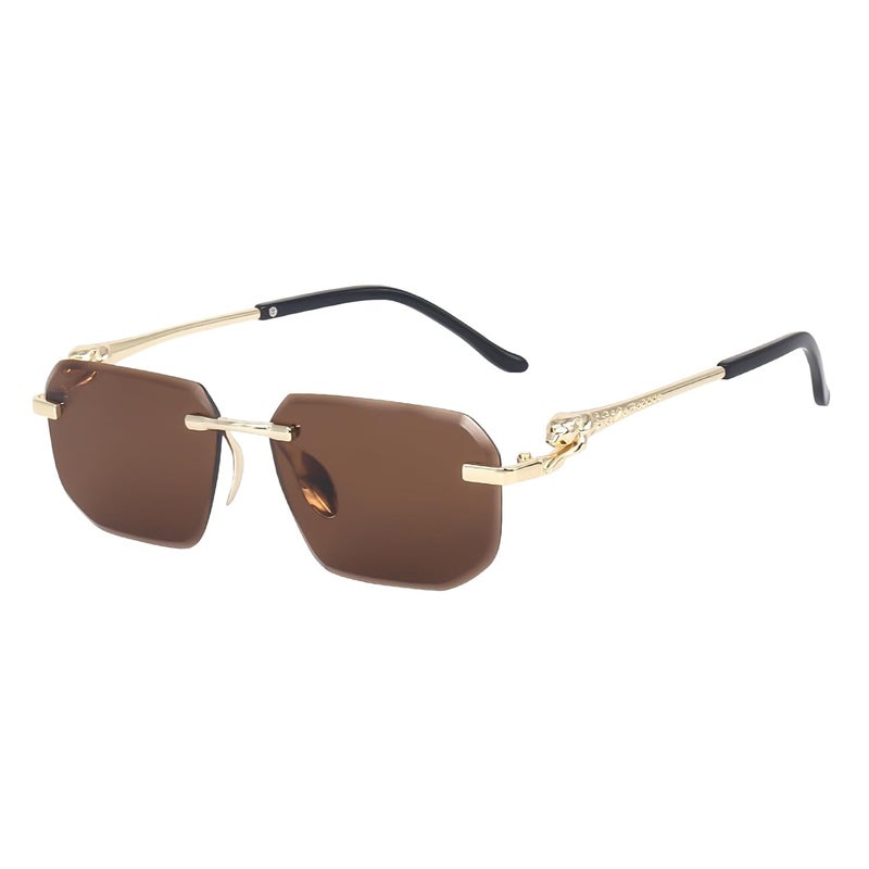 Dervin Rimless Rectanglular Sunglasses For Men and Women | Unisex Frameless Sun Glasses Shades - Image 1