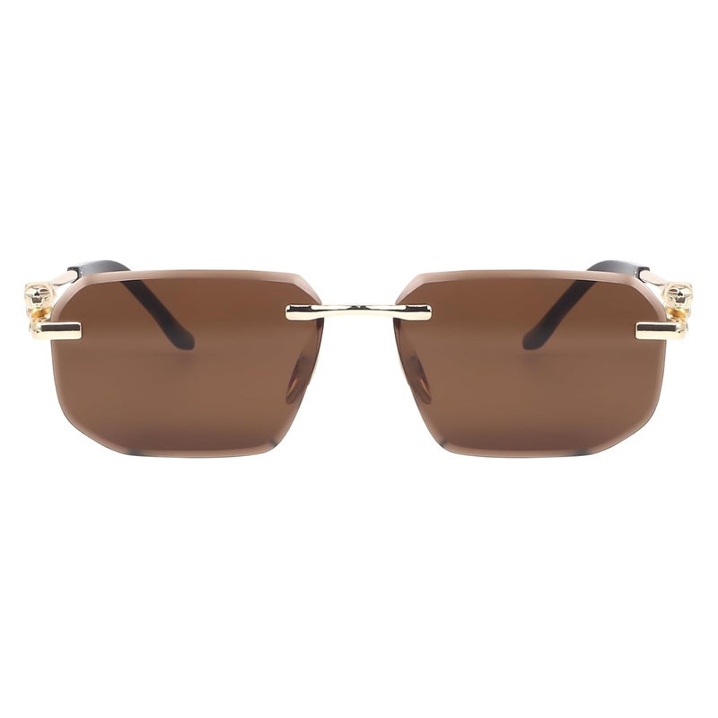 Dervin Rimless Rectanglular Sunglasses For Men and Women | Unisex Frameless Sun Glasses Shades - Image 2