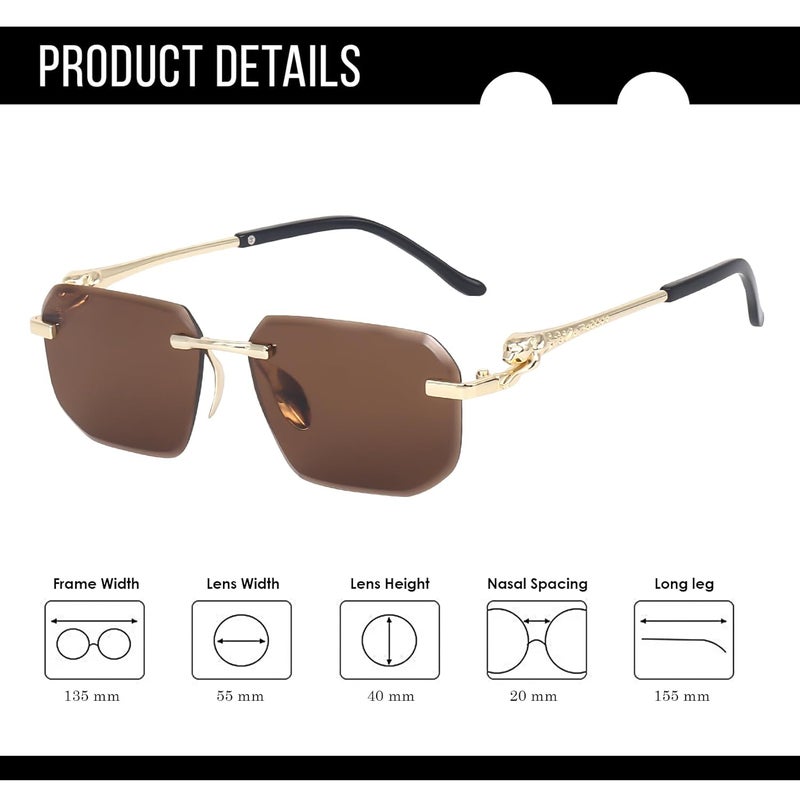 Dervin Rimless Rectanglular Sunglasses For Men and Women | Unisex Frameless Sun Glasses Shades - Image 5