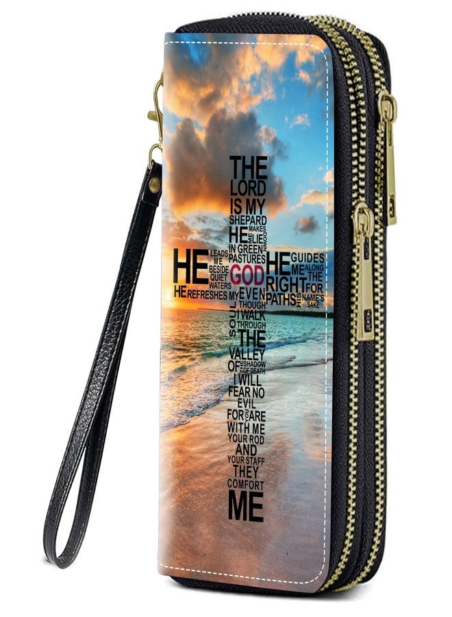 FQTBCEARI God Jesus Christian Cross Print Women Large Capacity Wallet PU Leather Double Zipper Clutch Purse for Smart Phone/Card/Coin/Cash - Image 1