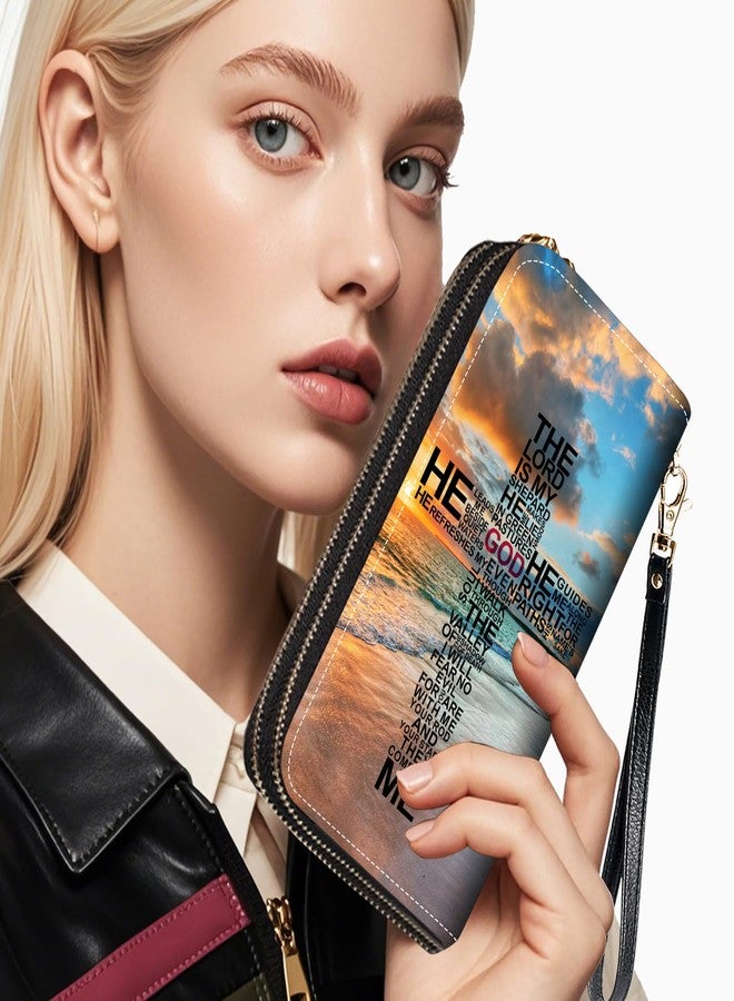 FQTBCEARI God Jesus Christian Cross Print Women Large Capacity Wallet PU Leather Double Zipper Clutch Purse for Smart Phone/Card/Coin/Cash - Image 2