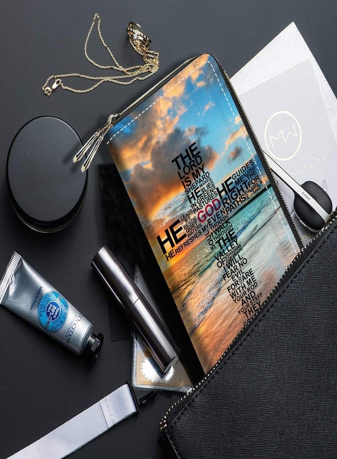 FQTBCEARI God Jesus Christian Cross Print Women Large Capacity Wallet PU Leather Double Zipper Clutch Purse for Smart Phone/Card/Coin/Cash - Image 3