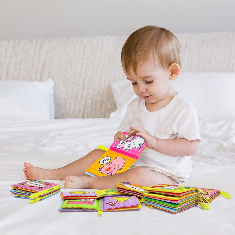 OKOOKO 12PCS Soft Baby Books, Soft Cloth Books, Bath Toys, Crinkle Washable Non-Toxic Early Education Preschool Learning Toy for Newborns Babies Infants Toddlers Kids - Image 5