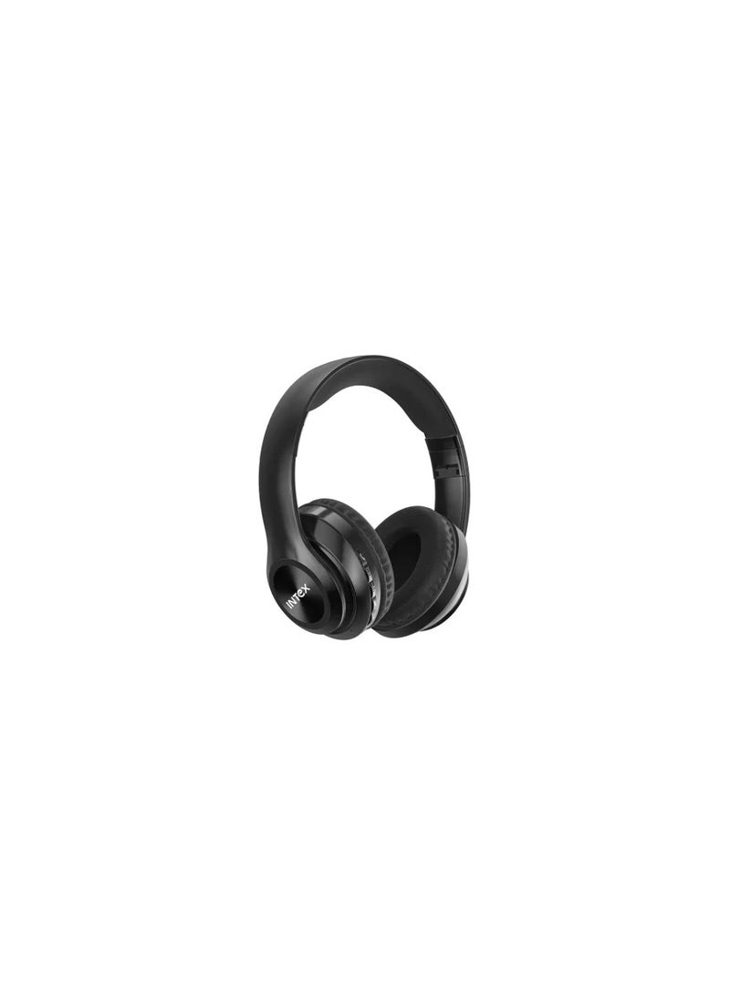 Intex Roar 301 Wireless Headphone of 10 hours playback, Bluetooth v5.0, FM and an inbuilt SD card slot. black - Image 1