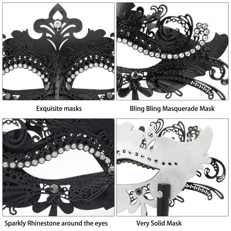 Coddsmz Masquerade Mask with Holding Stick Venetian Halloween Costume Mask Mardi Gras Mask for Womens Party - Image 5