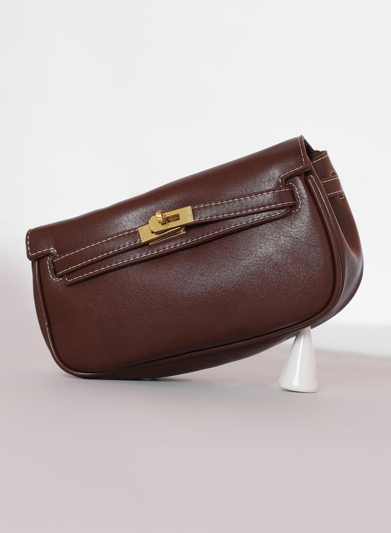 Haute Sauce Solid Interlock Regular Vegan Leather Sling Bag with Detachable Strap For Women  - Image 1