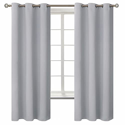 BGment Room Darkening Curtains 63 Inches Long - Grommet Thermal Insulated Drapes Window Treatment Curtains for Bedroom, 2 Panels, 42 x 63 Inch, Light Grey - Image 1