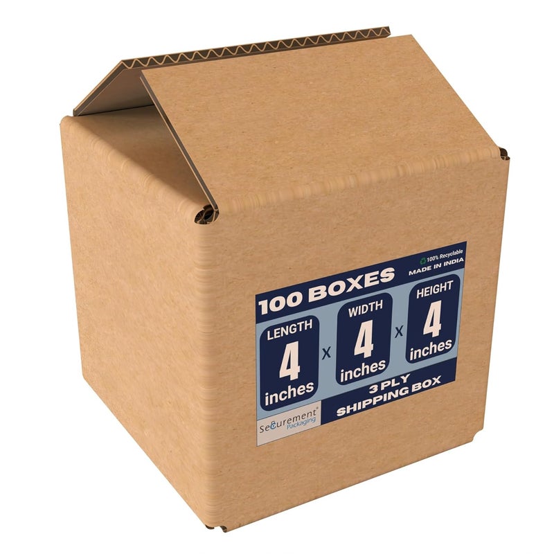 SECUREMENT ® Corrugated Brown Boxes/Packing box/packaging box for online selling/ecommerce - 100 Boxes (4 x 4 x 4 inch) - Image 1