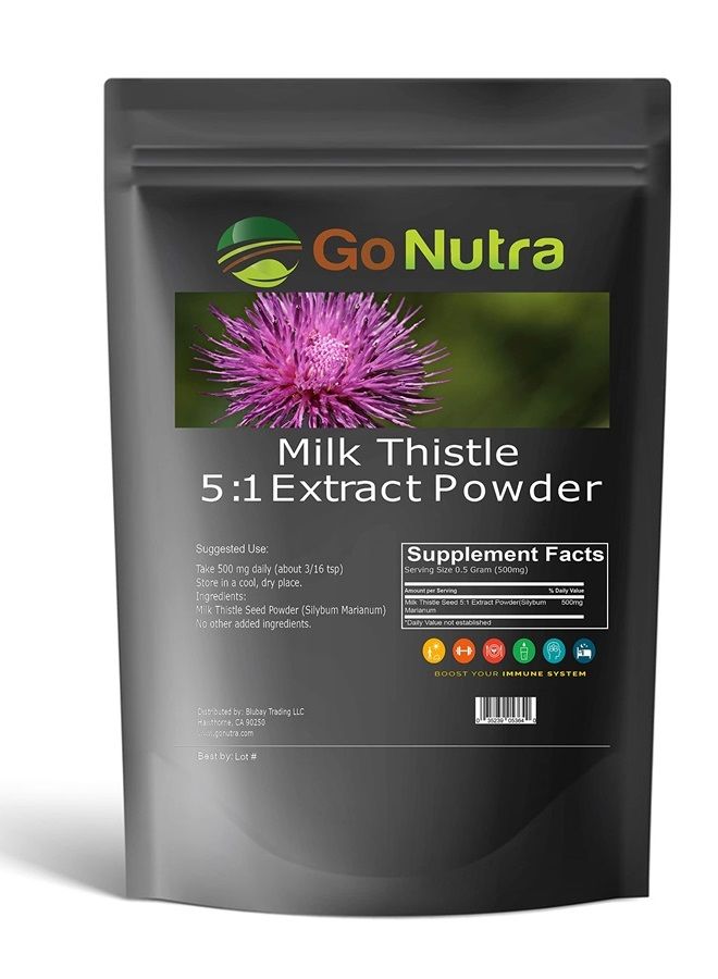 Go Nutra Milk Thistle Powder 1 lb. | Extract Strength 5:1 | Silybum Marianum Non-GMO - Image 1