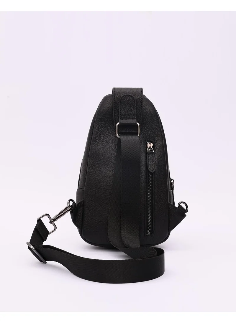 Cabani Genuine Leather Black Crossbody Bag