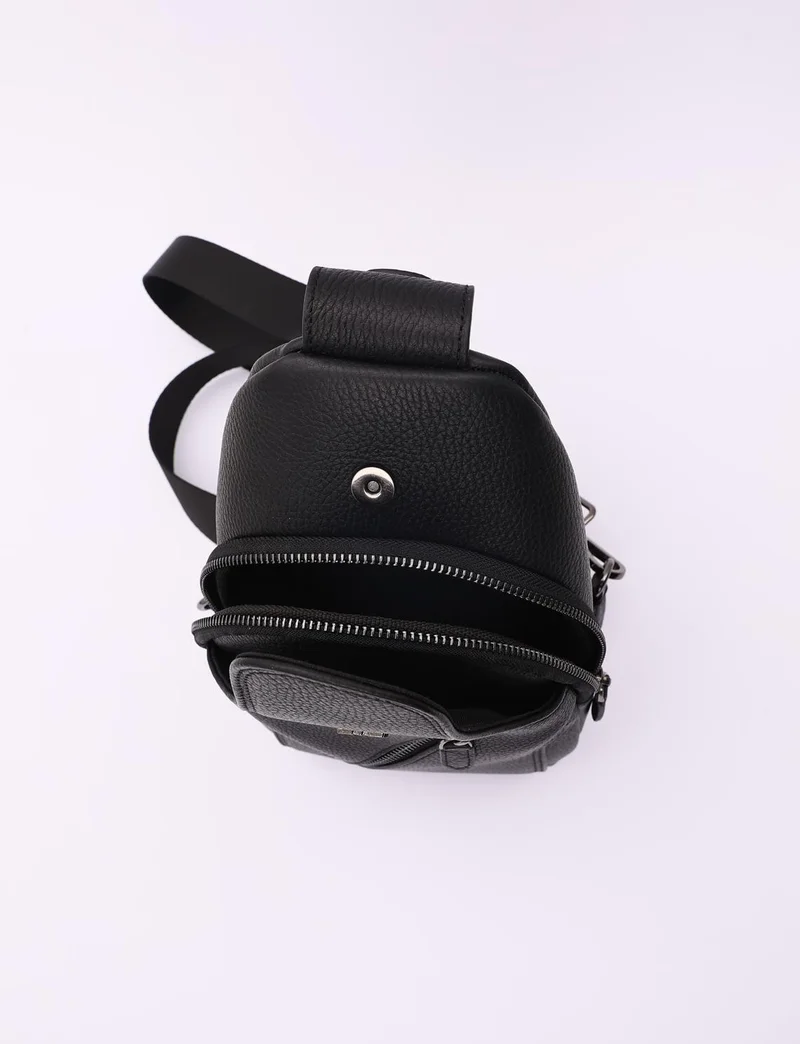 كاباني Genuine Leather Black Crossbody Bag