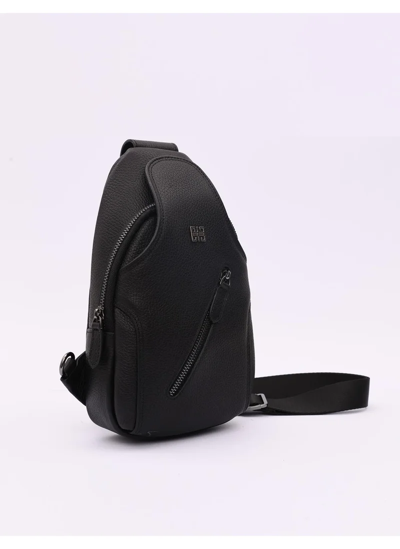 Cabani Genuine Leather Black Crossbody Bag