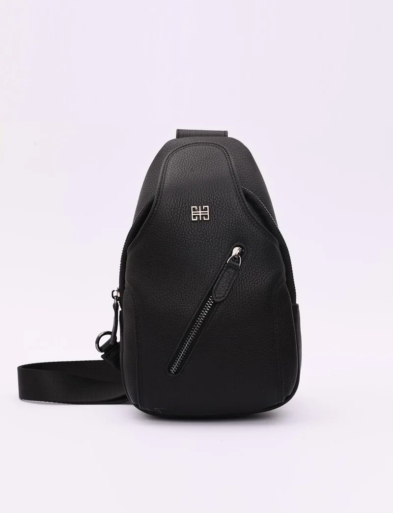 كاباني Genuine Leather Black Crossbody Bag