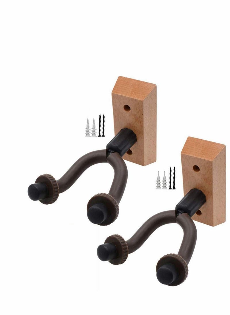 Guitar Wall Mount Hangers, Set of 2, Guitar Hanger Wall Hook Holder Stand for Bass Electric Acoustic Guitar Ukulele,Fits Guitars - Image 1