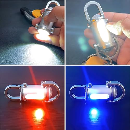 WISKA Mini Torch 1200 Lumens Super Bright Pocket Size Small LED Flashlight, USB C Rechargeable Keychain LED Light, Portable Key Ring Powerful COB Torchlight for Emergencies Use, Silver - Image 4