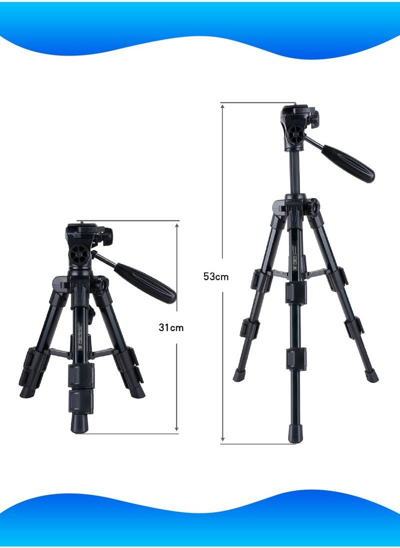 XiuWoo 53cm Aluminum Alloy Tripod Foldable Stand  with 3-Way Pan Head Quick Release Plat DSLR Camera Stand Smart Phone Live Stand Portable Holder for Projector with Carrying Bag,Perfect for Video, Live Stream, Vlog  - Image 3