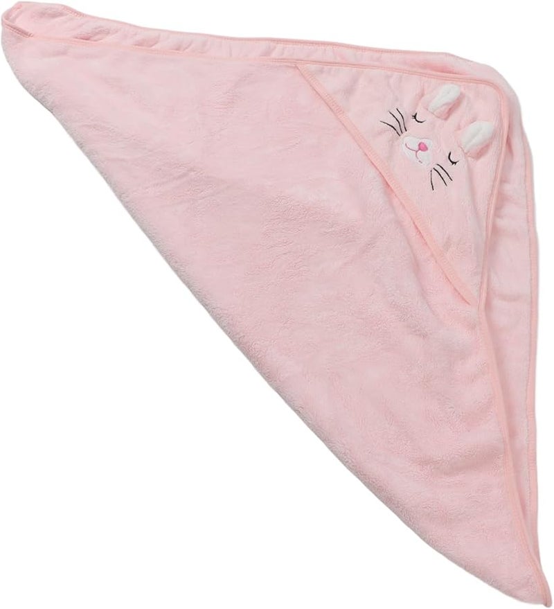 منشفة حمام ناعمة من المخمل للأطفال الرضع مع قلنسوة، بطانية كبيرة للأطفال حديثي الولادة والرضع، باللون الوردي - Image 4