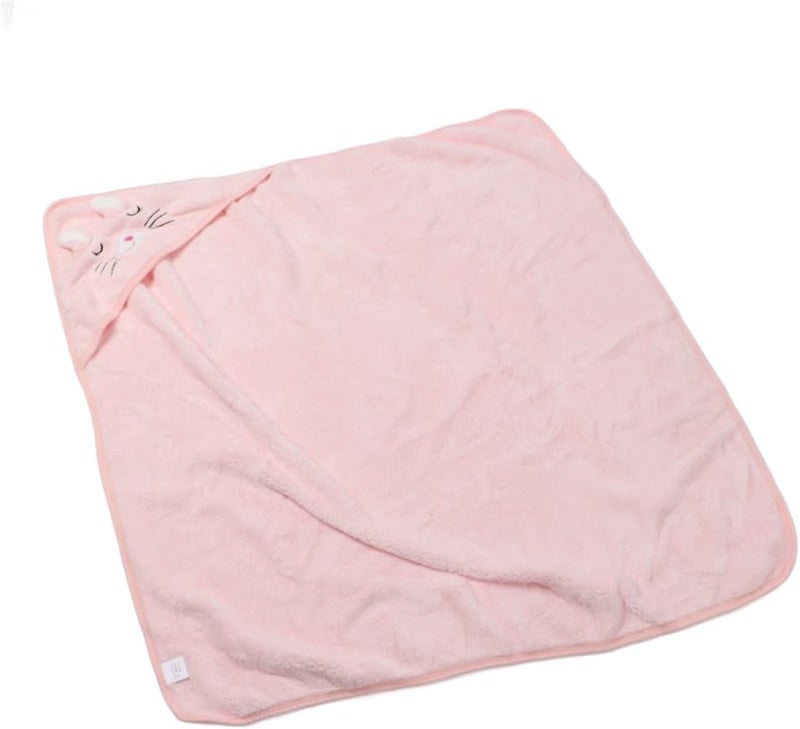 منشفة حمام ناعمة من المخمل للأطفال الرضع مع قلنسوة، بطانية كبيرة للأطفال حديثي الولادة والرضع، باللون الوردي - Image 2