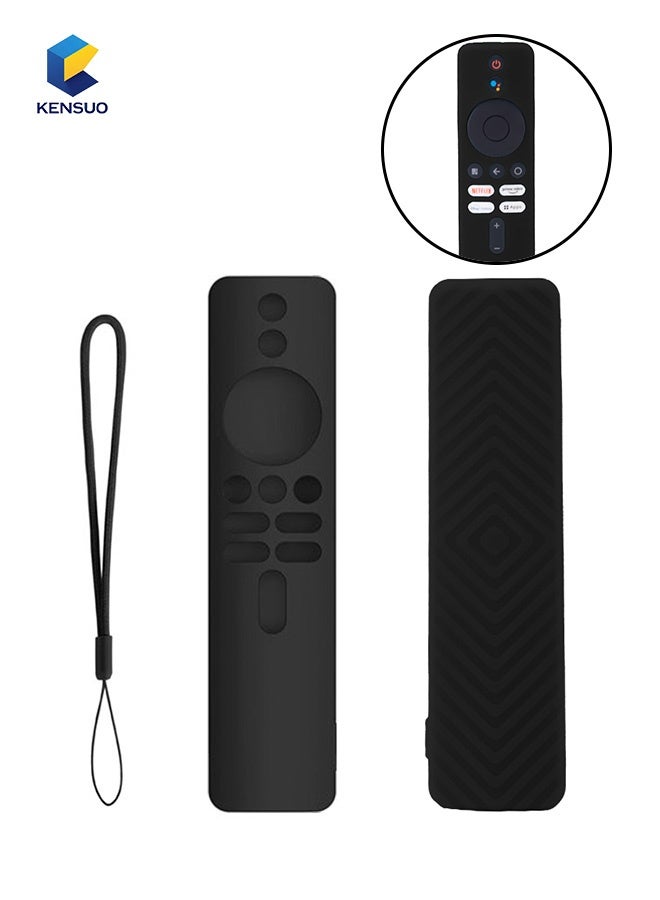 KENSUO Silicone Protective Case for Xiaomi Mi TV Box S (2nd Gen)Remote Control Anti Slip Silicone Protective Skin Cover (Black)  - Image 1